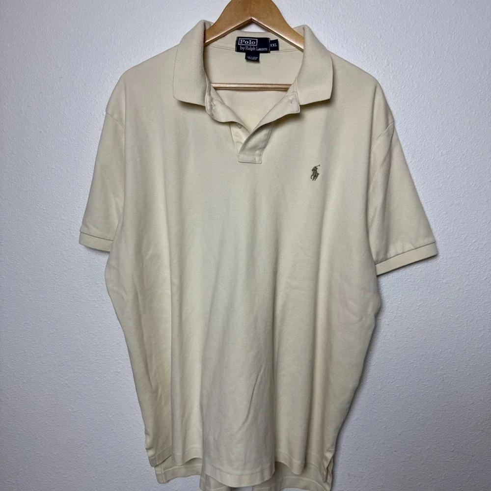 Polo‎ Ralph Lauren Men's Polo Shirt Size XXL 2x Large Yellow Ivory Brown